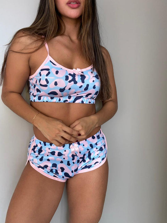 Melina animal print azul cielo